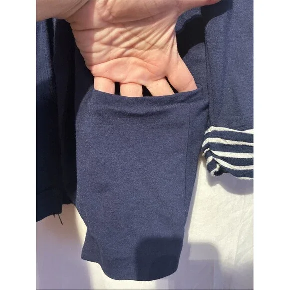 Gibson Navy Knit Blazer Cardigan Womens Medium Open Front Stretch Career - Picture 5 of 11